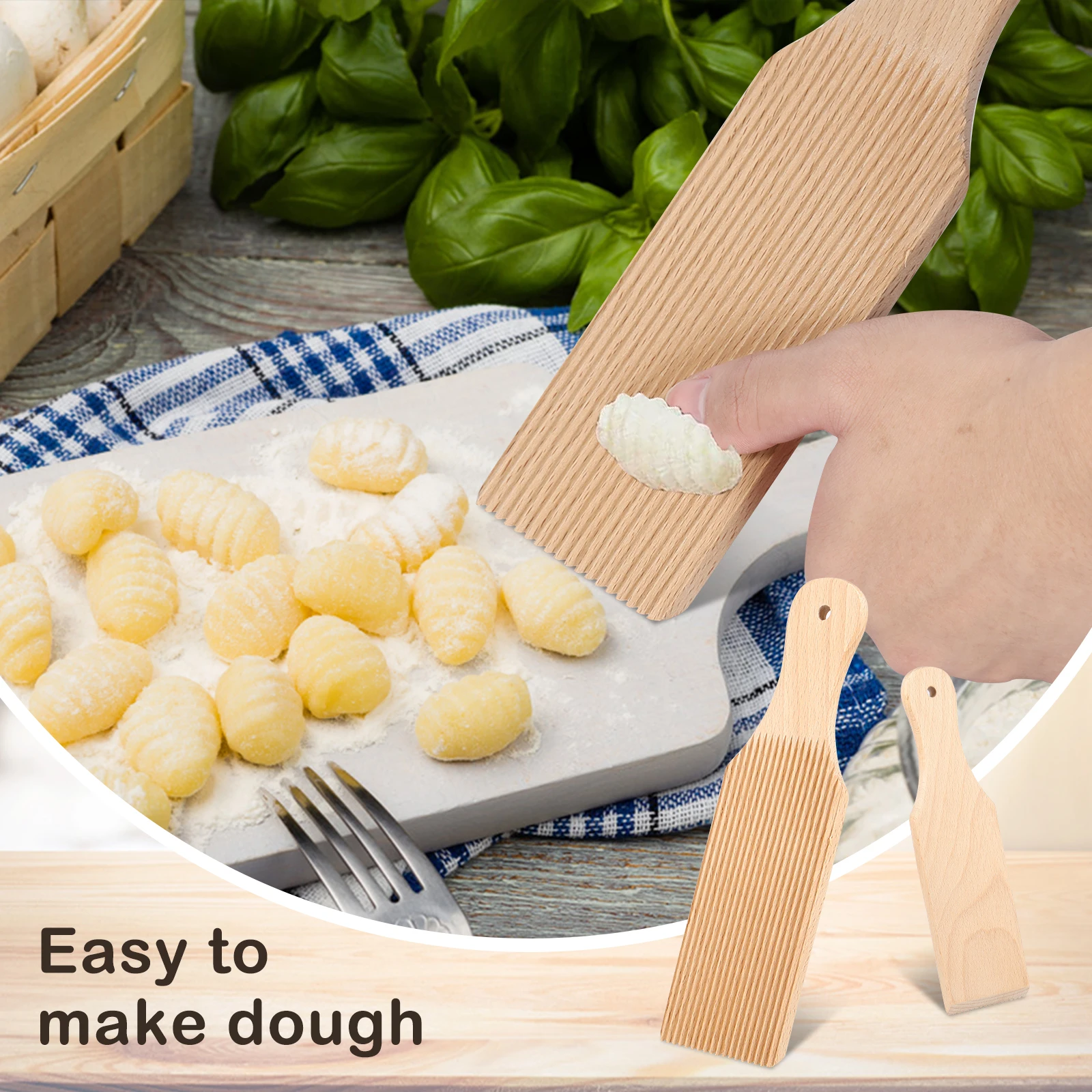 2Pcs Wooden Gnocchi Board Butter Paddles 9.1 x 2.8 Inches Spaghetti Macaroni Pasta Board Practical Gnocchi Maker Homemade Pasta