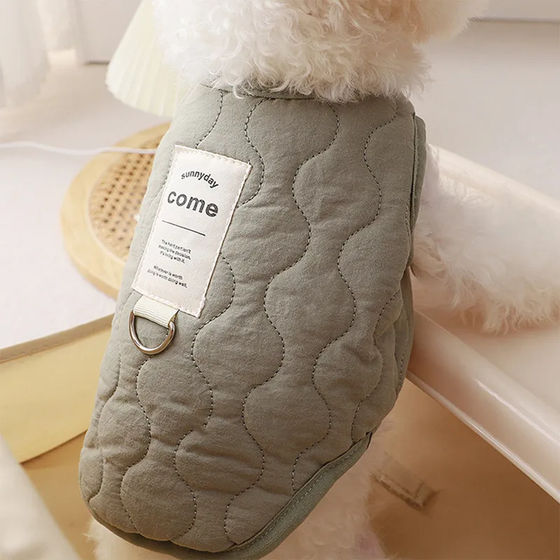 

Pet Small Dog Bichon Bear Dog Autumn And Winter Out With Traction Buckle To Keep Warm And Cold Two Feet Buckle Waistcoat