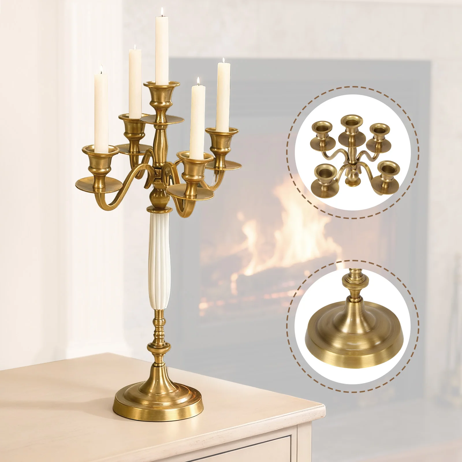 3/5 Candle Metal Candelabra Candlestick Wedding Event Candelabra Candlestick Candleholders for Wedding Dining Table Xmas Party H