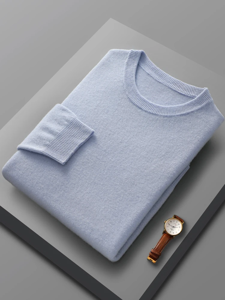 Spring Autumn 100% Pure Merino Wool Pullover Sweater Men O-neck Long-sleeve Cashmere Knitwear Female Clothing Grace 4
