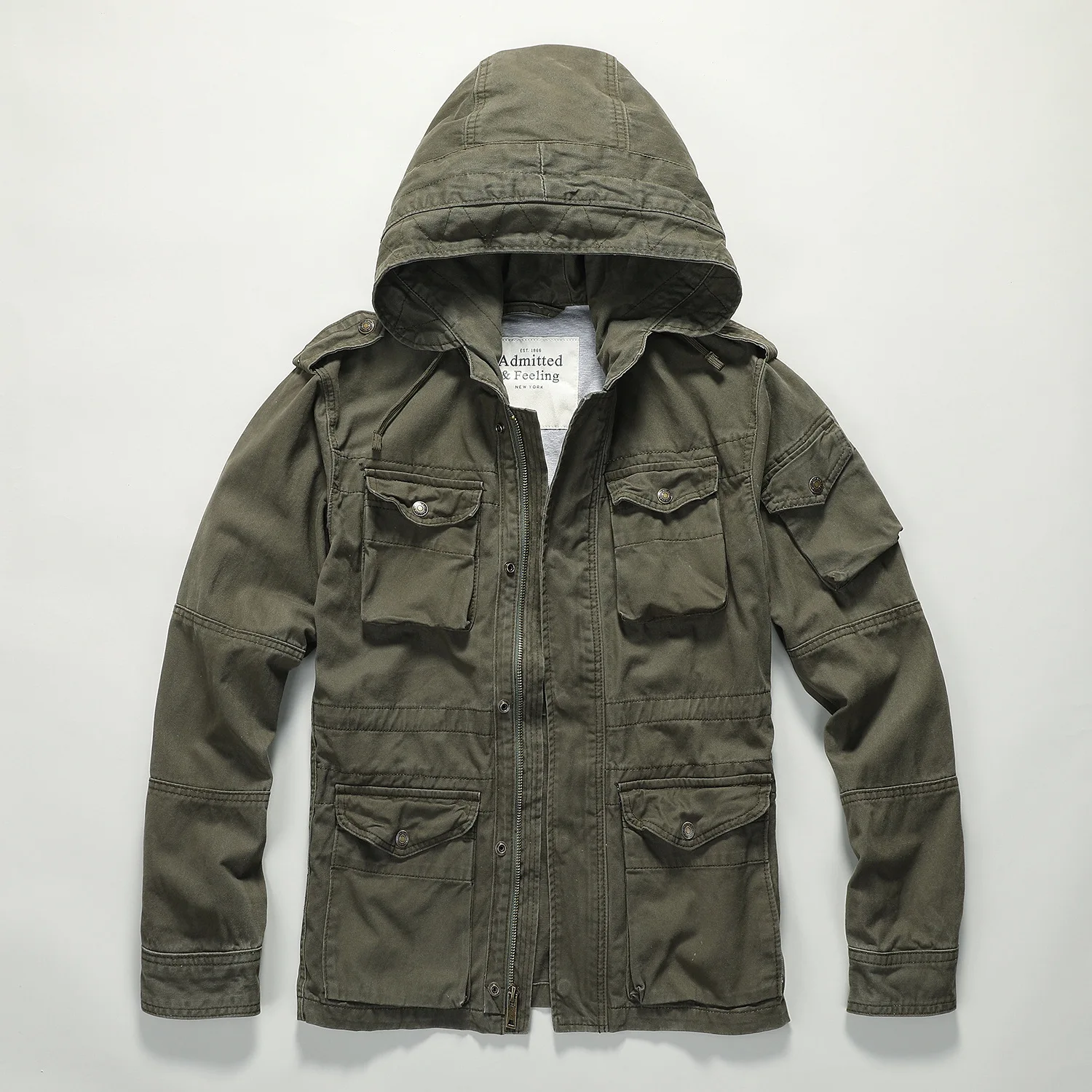 Men's Casual Autumn Jacket Heat Resistant Cotton Hoodie Multi Pocket Tactical Camouflage Winter Coat Hiking Jacket
