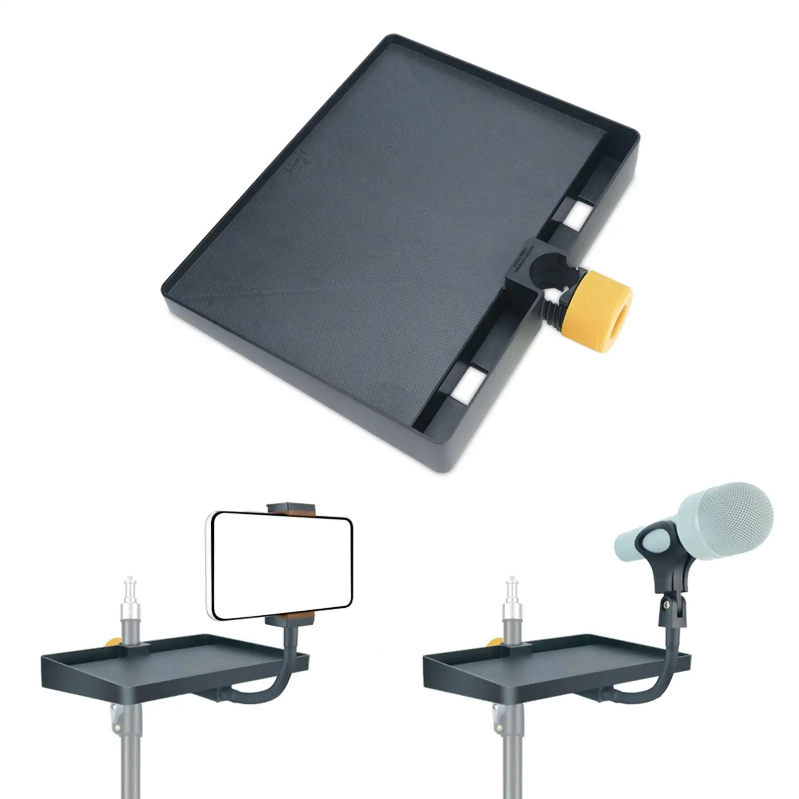 Mic Stand Tray Sound Card Tray Adjustable Microphone Stand Rack Tray Holder for Karaoke Music Sheet Stage Concert Music Studio