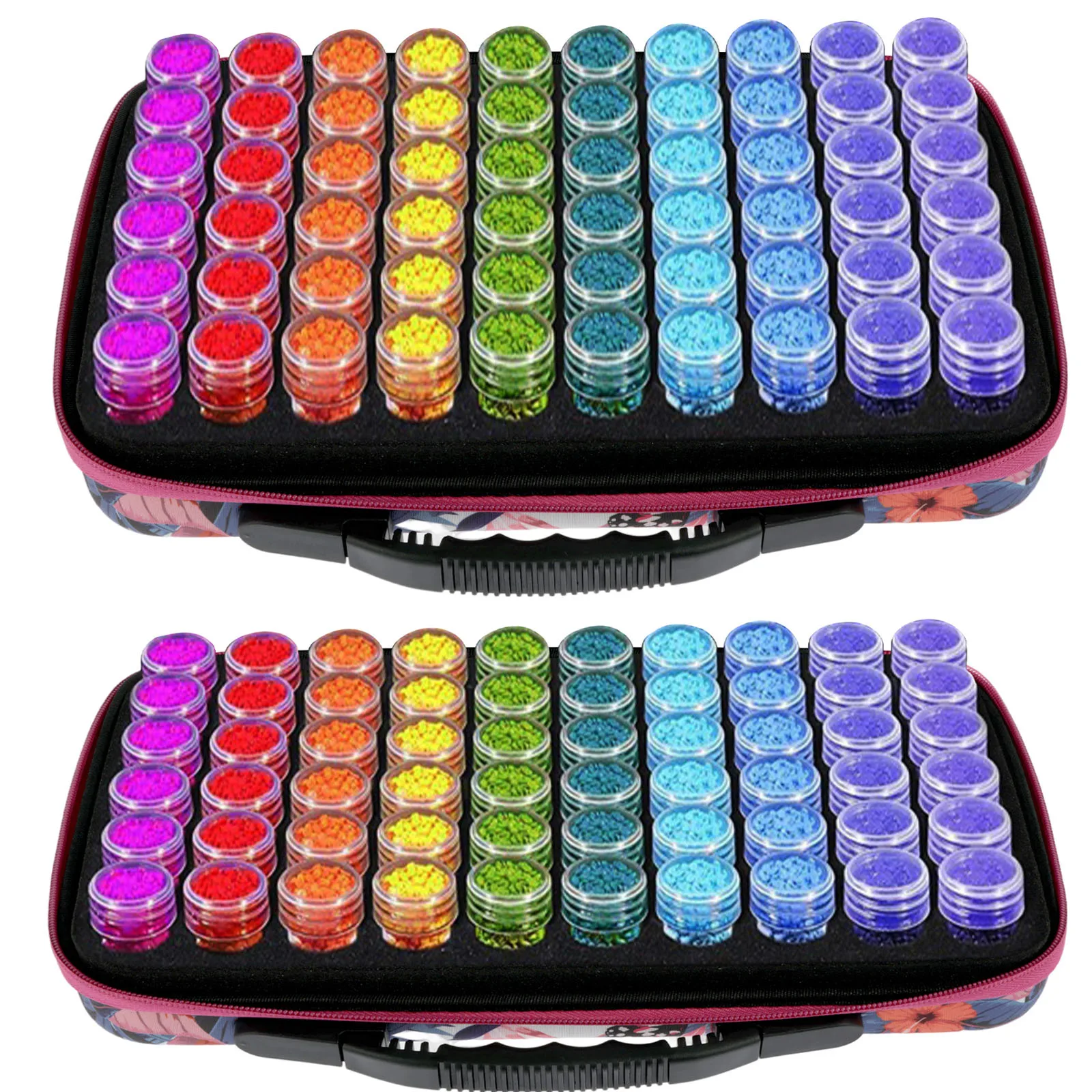 2sets 60 Slots Diamond Painting Storage Containers, Diamond Art Accessories Tools Box w Shockproof Jars for DIY Art