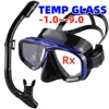 Myopia Diving Mask Snorkel Set Dry Top Nearsighted Swimming Googles Short Sighted Silicone Skirt Nearsightedness -1.0 to -9.0