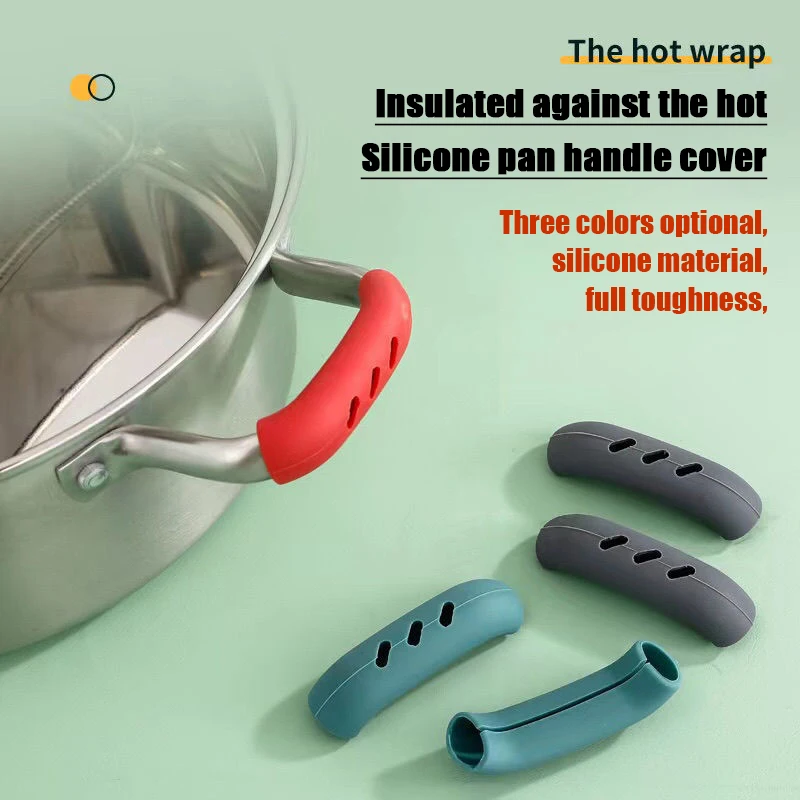 Description Picture 5 of item2/4/8Pcs Silicone Pan Handle Cover Heat Insulation Covers Pot Non-slip Ear Clip Steamer Casserole Pan Handle Holder Kitchen Tool