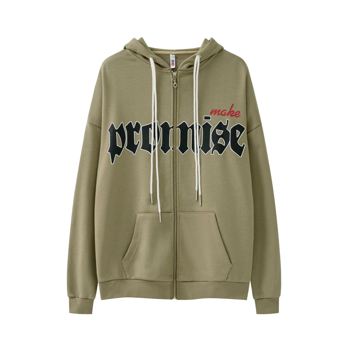 

Women Men Promise Print Hooded Jacket Men Zip Up Long Sleeve Pocket Autumn Winter Streetwear Coat Y2K Aesthetic Loose Hoodies