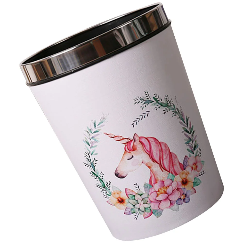 

Unicorn Trash Bin Pressing Ring Waste Paper Storage Basket Bedroom Trash Container