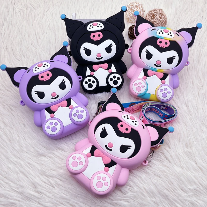 

Sanrio Kawaii Anime Kuromi Change Purse Cute Sweet Cartoon Character Crossbody Bag Girly Heart Package Lovely Gifts for Girls