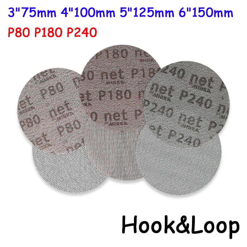 

10PCS 3-6"(75mm-150mm) Hook&Loop Mesh Abrasive Dust Free Sanding Discs Polyamide Fabric Dry Grinding Sandpaper P80 P180 P240