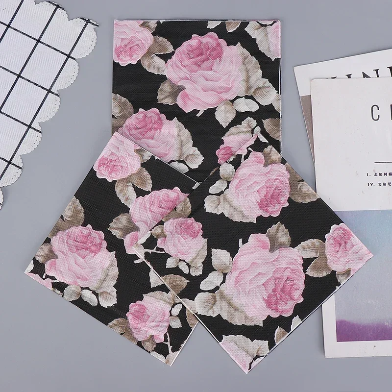 Paper Napkin Flower Printed Chinese Style Pure Wood Pulp Party Decoration Placemat 2ply 20pcs/pac paper napkins disposable paper placemats tissue paper decoration