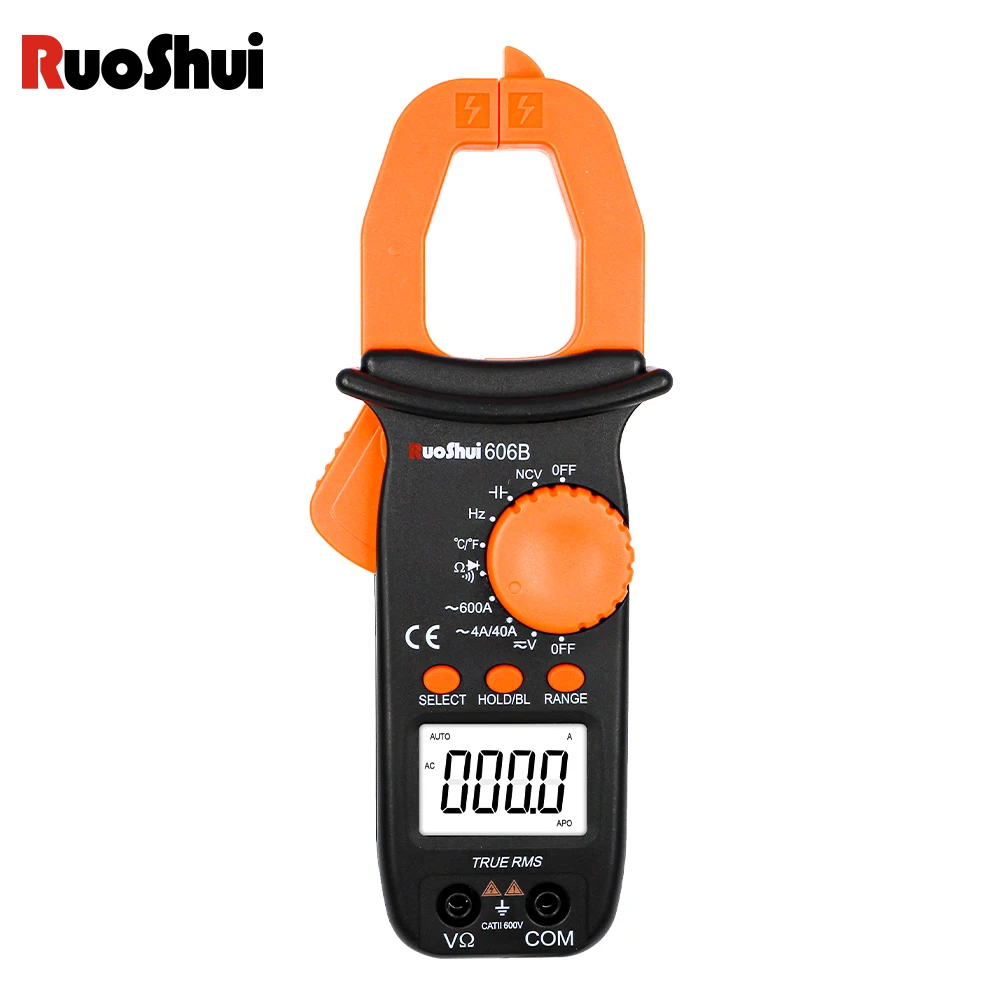 Ruoshui Digital Clamp Multimeter Electronic Ac Dc Current True Rms 600a