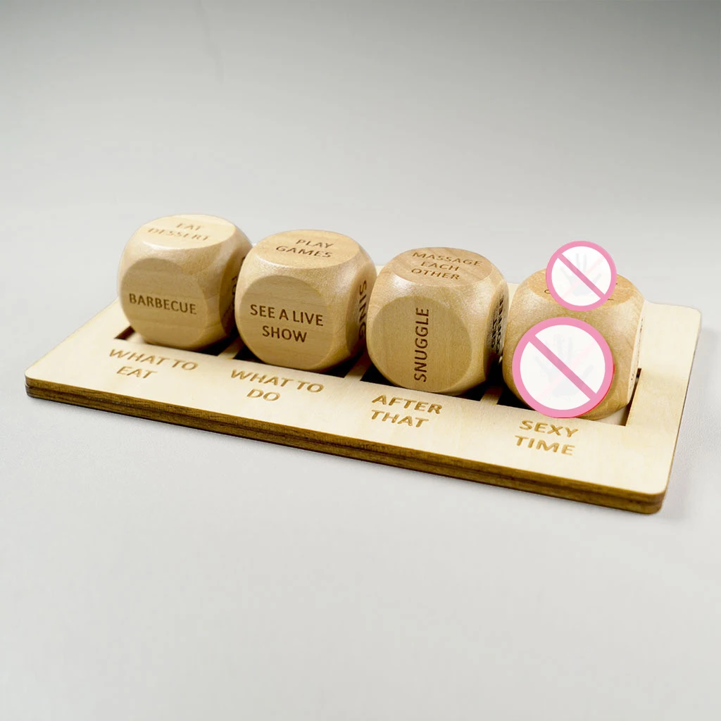 4Pcs Sex Dice Adults Games Wooden Dice Kit Valentine's Day Gifts Date Night Ideas For Couples Date Night Dice Sex Positions