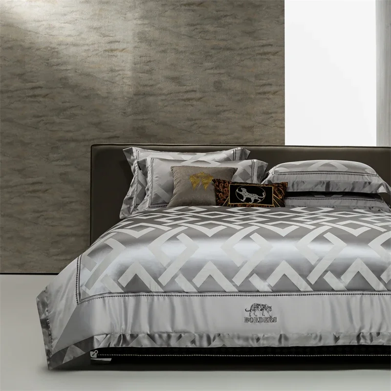 

Comforter cover Set Satin like Silk Brocade Premium Egyptian Cotton bedding Queen King 4/5pcs Bedspread Bed sheet and Pillowcase