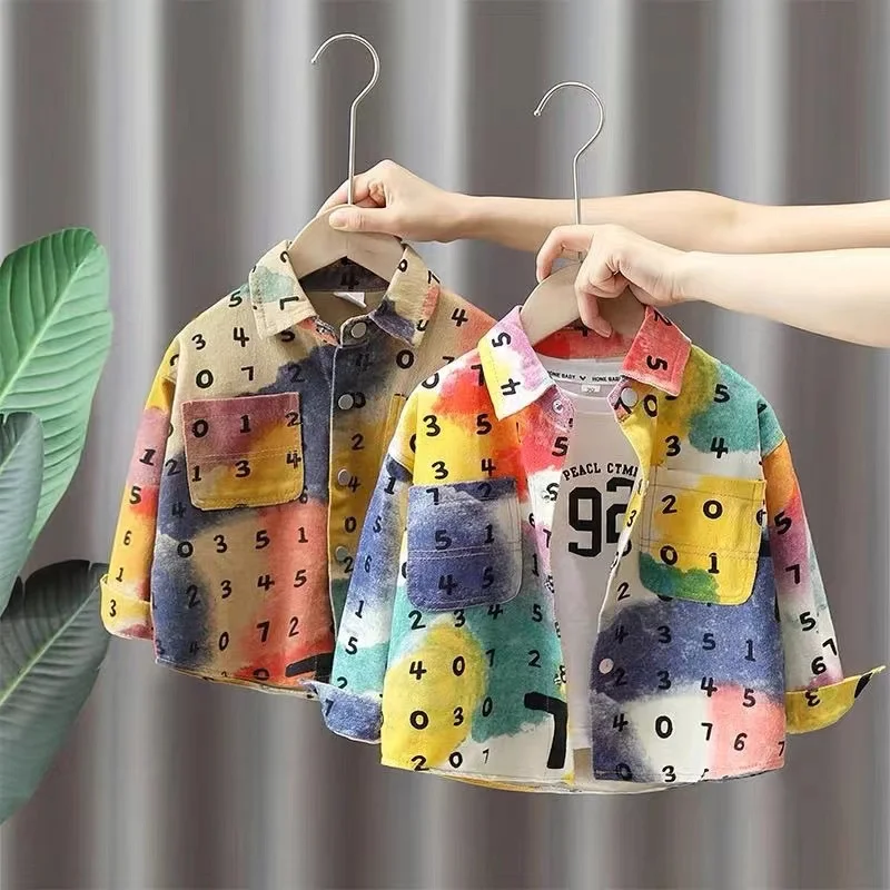 Boys' Spring and Autumn Coat New Boys and Children's Denim Shirts Boys' Top Children's Long sleeved Shirts