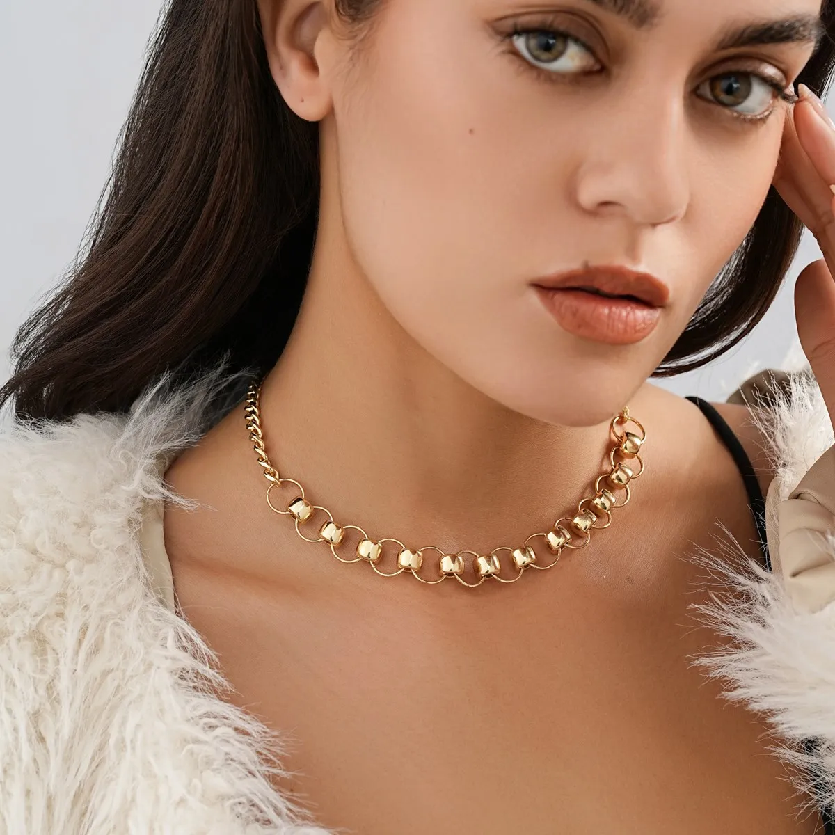 

Женское Ожерелье с кольцом, креативное ожерелье в форме кольца, подчеркивающее индивидуальность, ювелирное изделие, Прямая продажа оптом