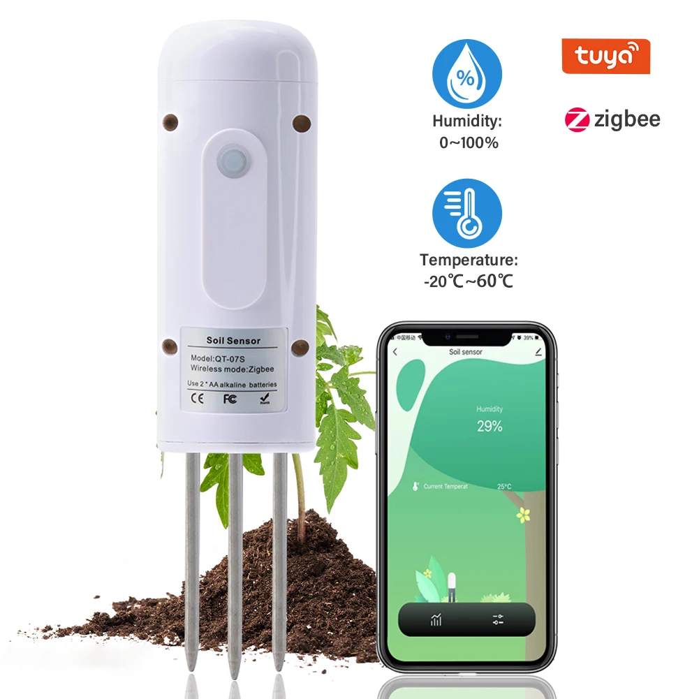 

Tuya Zigbee Smart Soil Temperature and Humidity Tester Meter Waterproof Smart Life Control Garden Automation Irrigation Detector