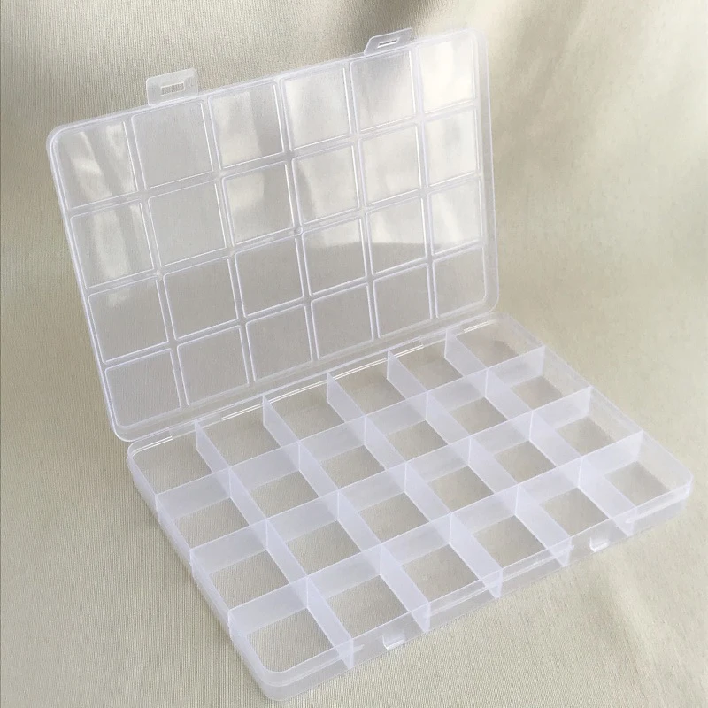 

Practical 24 Grid Compartment Plastic Transparent Storage Box Jewelry Earring Bead Screw Holder Case Display Organizer Container