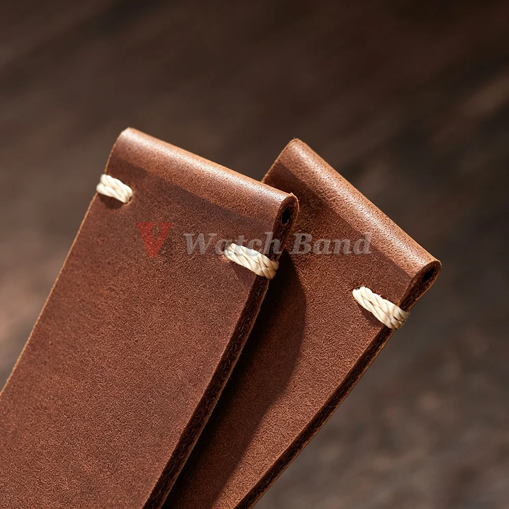 Dark Brown Genuine Leather Men's Wrist Bracelet with Universal Stitching Strap