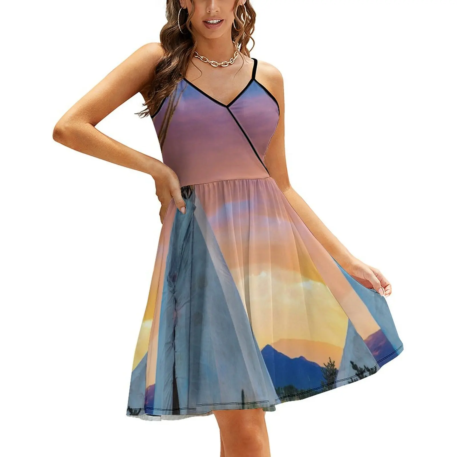 

Двойные вигеты с юго-западным закатом платье на бретельках одежда женские элегантные платья большие размеры винтажное платье