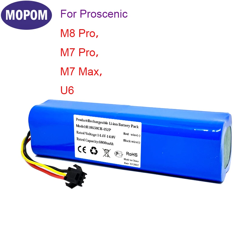 Fanhua 5600mAh Replacment Battery for Proscenic M7 M8 M7 Max,LDS M7 Pro,V980 Max V980 Plus,Lydsto R1,Viomi S9, Onson J30 Pro, Roidmi Eve Plus Onson J30 Pro Robot Vacuum 14.4V Li-ion Battery