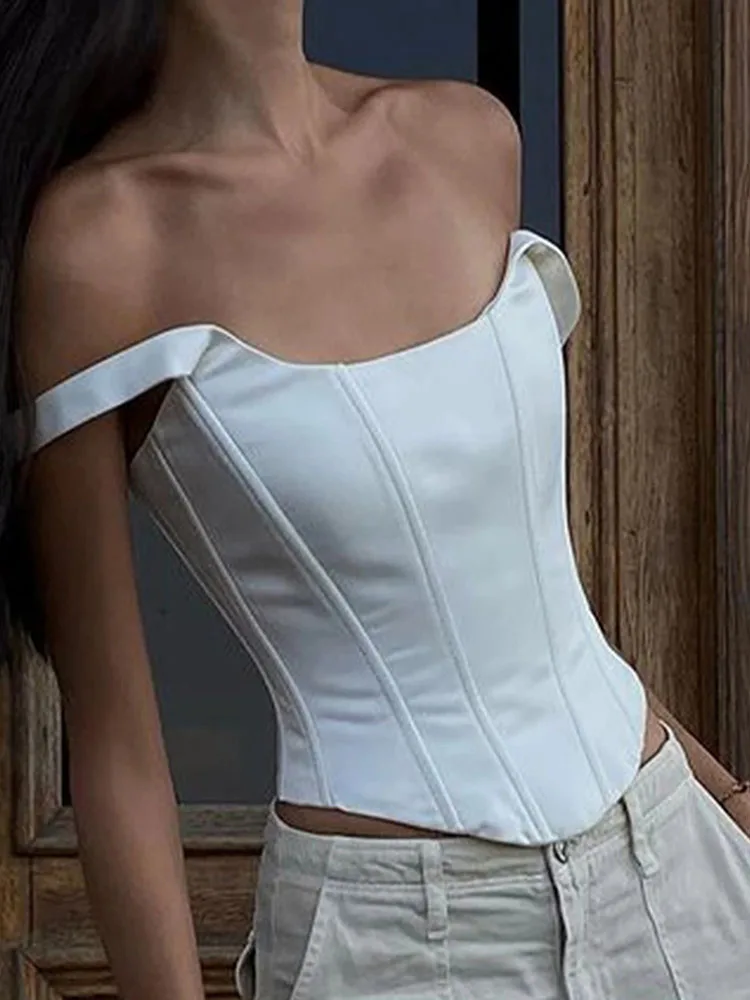 

Square Neck Corset Crop Top Ladies Sexy Sleeveless Backless Bandage Tank Tops 2024 Fashion Female Streetwear Solid Slim Vest