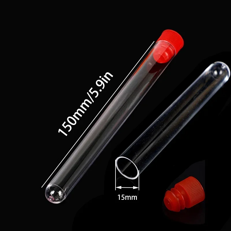 15x150mm Transparent Laboratory Plastic Test Tube Vial Airfoil plug School Laboratory Supplies 10 Pieces/Pack plastic test tubes