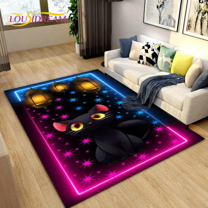 3D Cartoon Cute Cat Area Rug,Carpet Rug for Living Room Children's Room  Decoration,Kids Play Crawl Soft Non-slip Floor Mat Gift