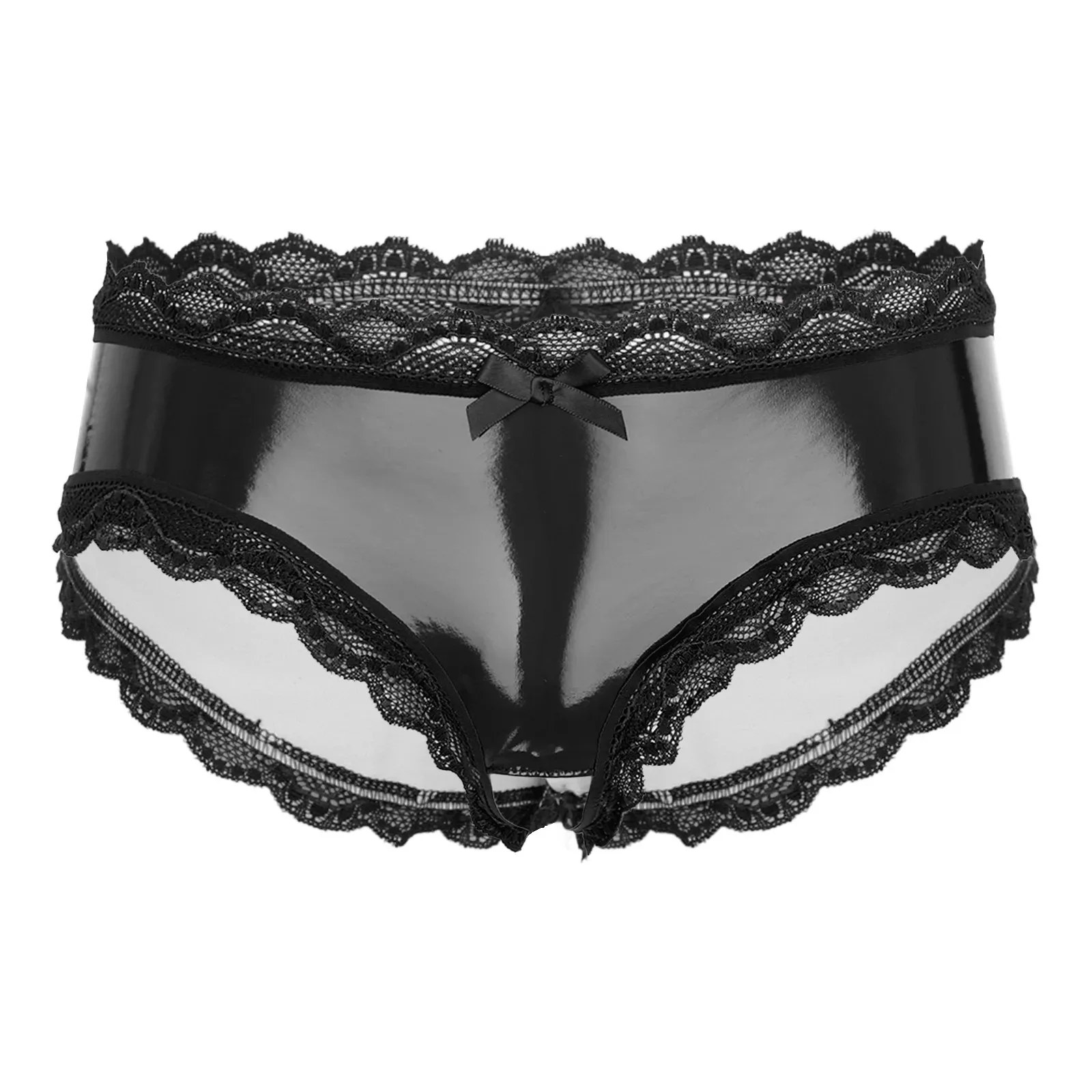 Mutandina In Pizzo Nero Cottelli Lingerie Con Apertura Sul Retro E Fiocco - Sexy