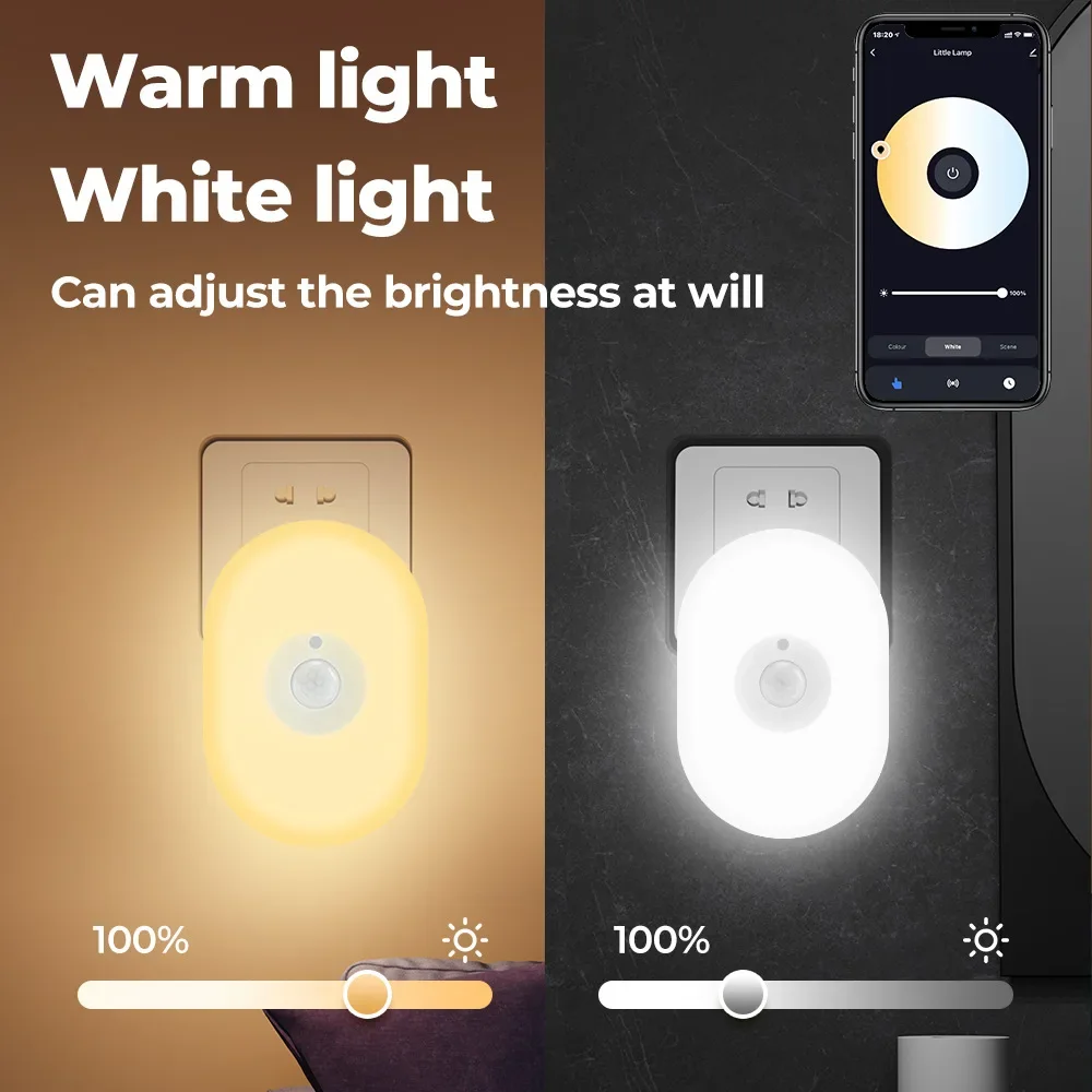 Smart Led Night Light WiFi Tuya PIR Motion Sensor Eu Us Uk Plug In Wall Lamp Warm White RGB Room App Voice For Alexa Google Home Motion Sensor Light Led Night Light Led Motion Sensor Light Night Light Motion Sensor Night Light Motion Sensor Led Light