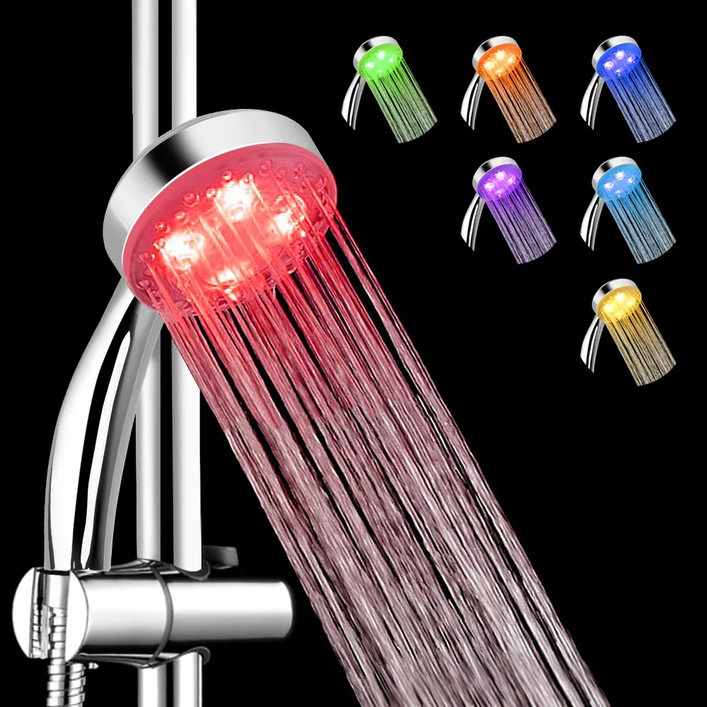 Ultra-Quiet 3 Colors Temperature Sensor Rainfall Top Spray 7 Colors Gradual Changing Square Fixed Showerhead LED Shower Head 2