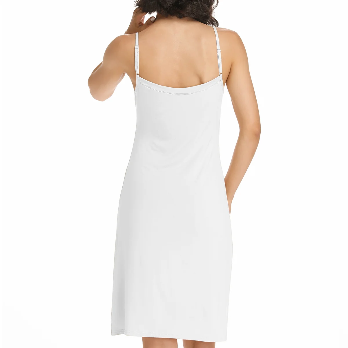 Description Picture 6 of itemSolid Sling Dress for Women Compression Sleeveless Slip Under Dress Backless Soft Pajamas Breathable Underwear Sexy Sleepwear