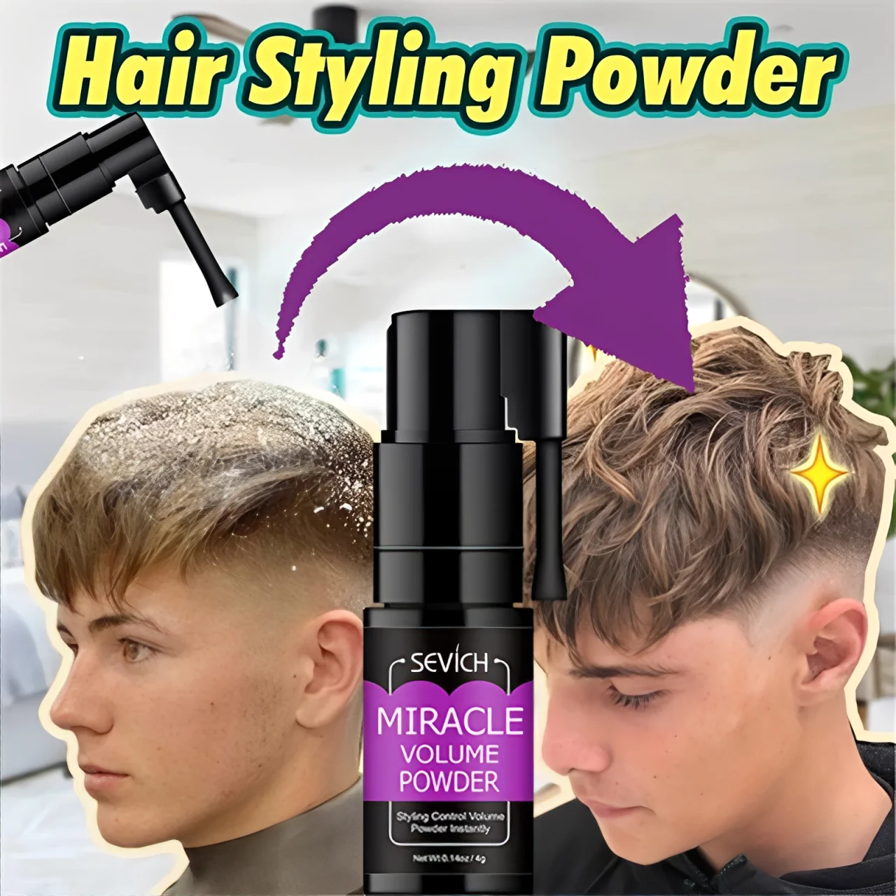 Fluffy Hair powder 360 ° Rotation Spray Matte Finish Hair Styling Texturizing Powder Oil-Control Wash Free Spray For Men Women view 2