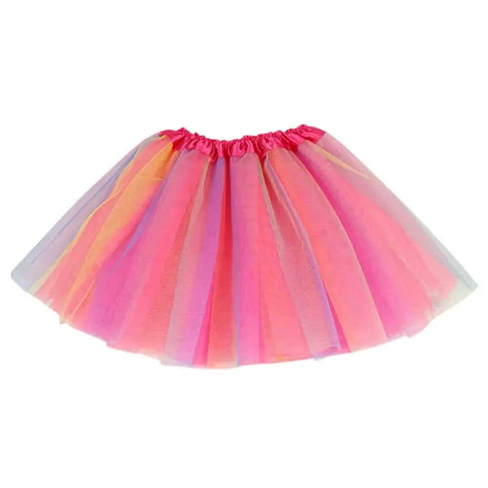 Multicolor Rainbow Tulle Princess Dance Skirt