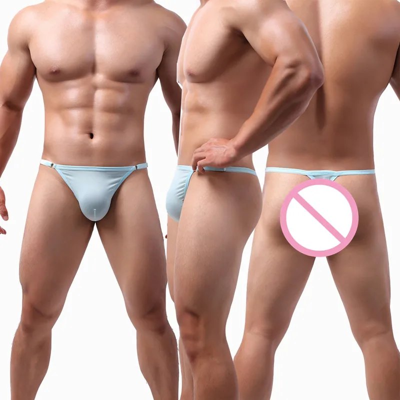 

Men Underwear Shorts Trunks Mens Transparent Underwear Men Silk Brand G-strings Sexy man Bikini Adjustable size thong
