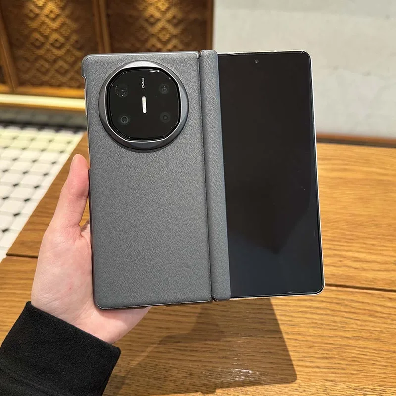 Luxury High-Quality Solid Matte Leather Folding Hinge Shockproof Protective Case