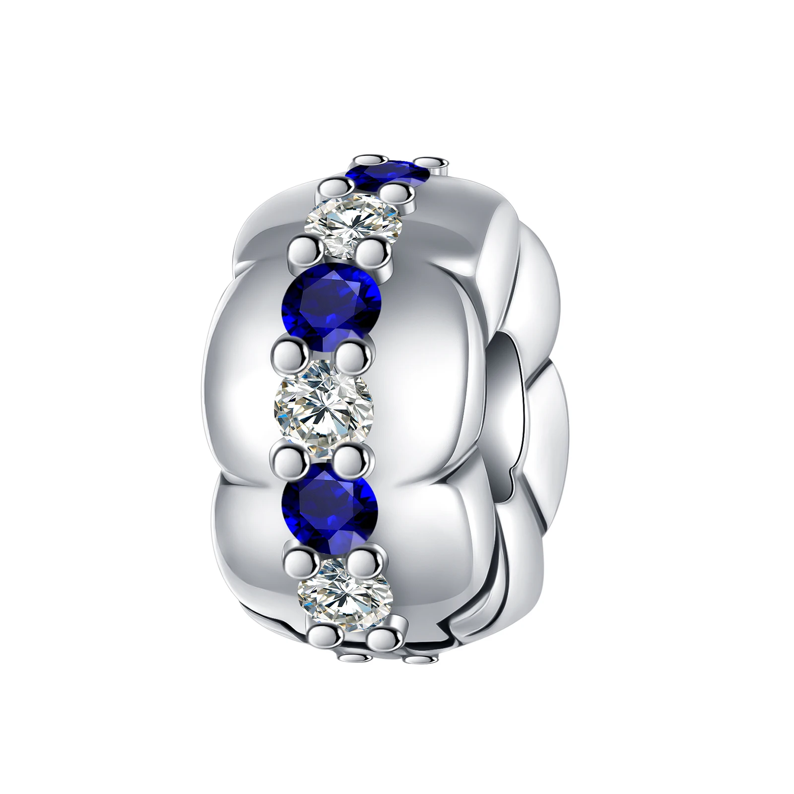 

925 sterling silver blue diamond positioning buckle charms fit original Pandora bracelet charm bead necklace Diy female jewelry