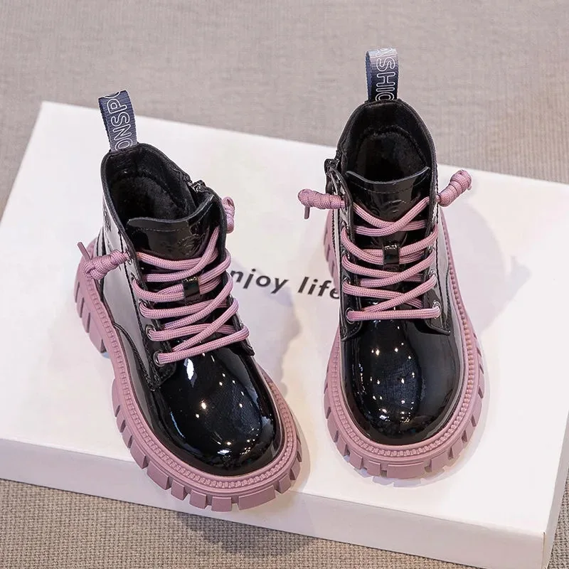 Fashion Kids Boots Girls British Style Children's Ankle Boots Autumn Winter Warm Waterproof Boys 3-15 Years Old Snow children boots