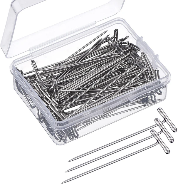 100Pcs Thumbtack Pushpin Stainless Steel T Pins T Shaped Pins Needles with  Storage Box for Crafts, Blocking, Knitting, Modelling - AliExpress