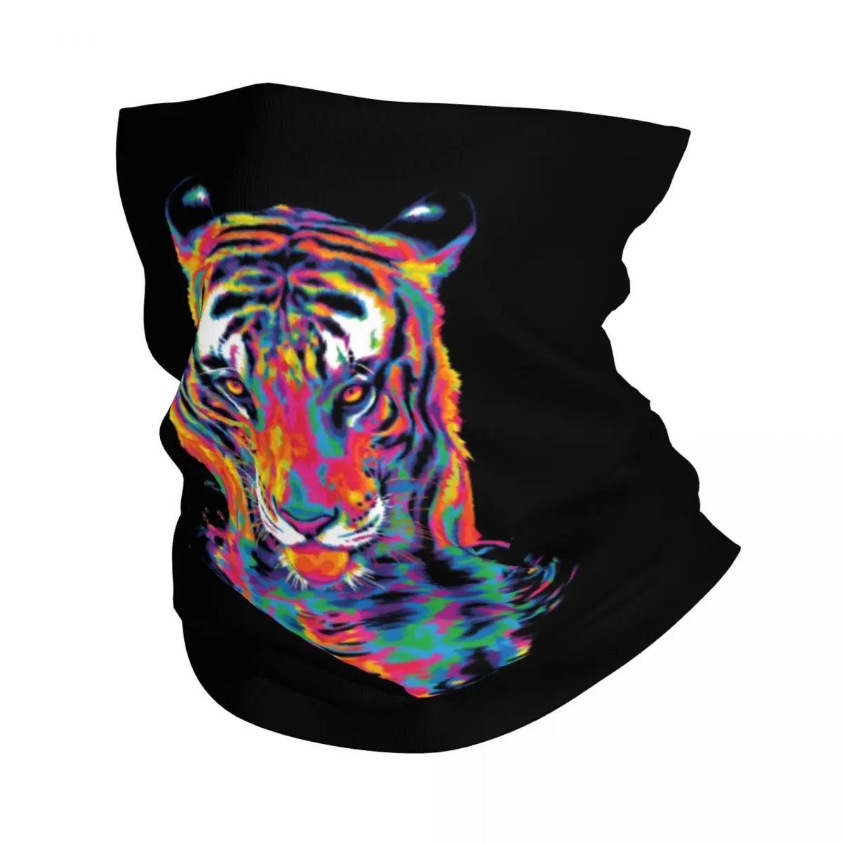 Rainbow Tiger Tongue Bandana Neck Cover Stampato Tiger Stripes Drammatico Tiger Face Passamontagna Maschera Sciarpa Copricapo Equitazione Inverno