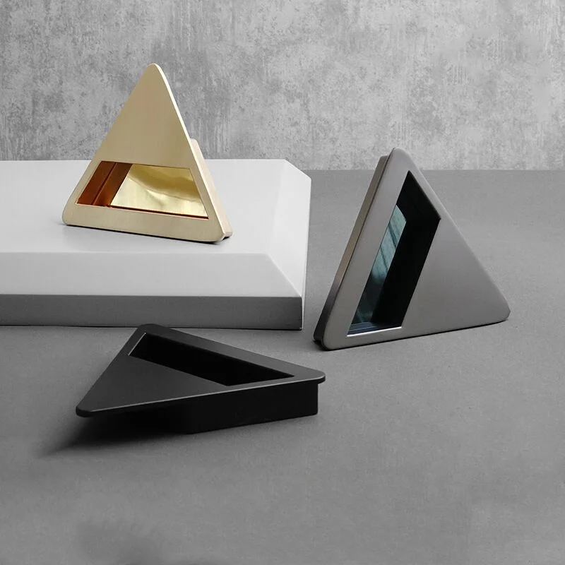 

Hidden Tatami Furniture Cabinet Drawer Handle Invisible Triangle Gold Black Dresser Closet Hardware House Door Pull Zinc Knob