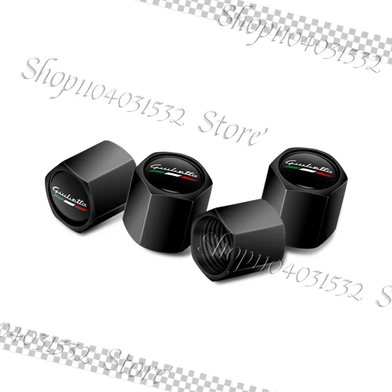 Set of 4 Metal Alloy Tire Valve Caps with Emblem Design