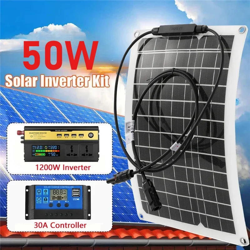 Kit Solare 3000W - Con Inverter, Controller, Pannello 18W, Per Casa O Camper - Foto 5