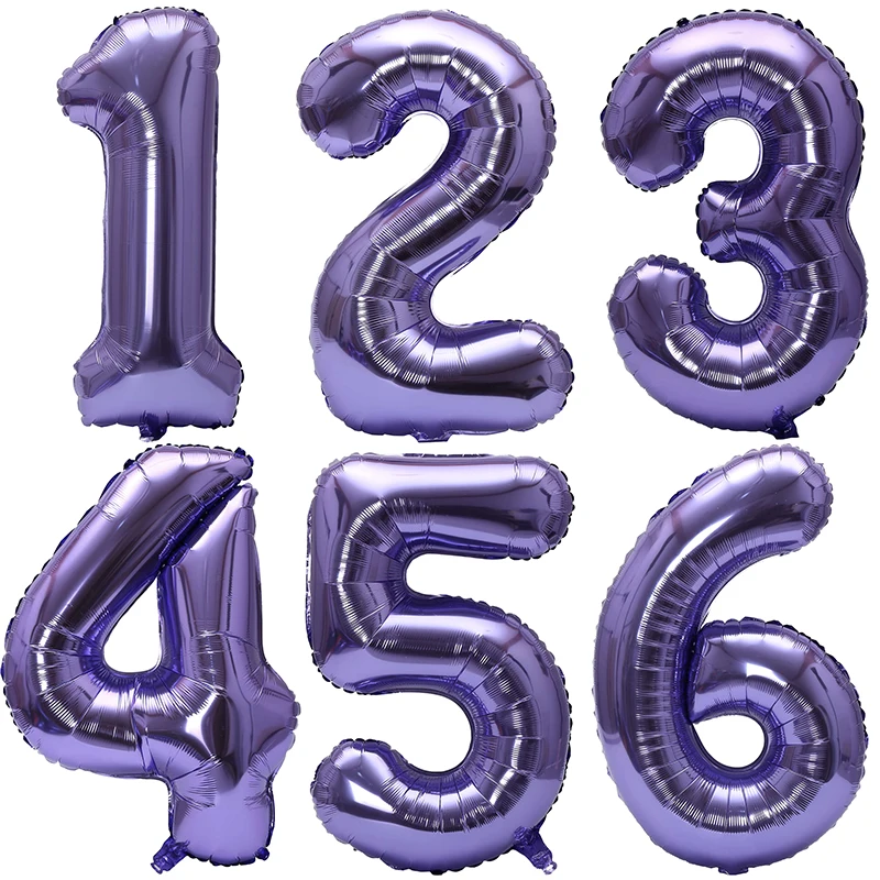 32 Zoll große lila Zahlenballons 1-9, große Folien-Heliumballons für Geburtstagsfeiern, Jubiläen, Abschlussfeiern, Babyparty-Dekorationen – Detail 1