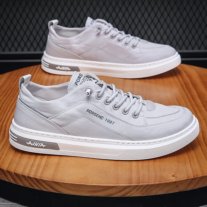 

Men Shoes Casual Sneakers Breathable Walking Flats Lace-up Skateboard Trainers Fashion Lightweight Men's Canvas Shoes 2022 New