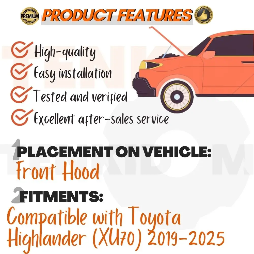 Toyota Highlander (XU70) 4세대 2019-2025용 전면 후드 스트럿 충격 리프트는 보닛 가스 댐퍼 스프링을 드릴 없이 지원합니다.