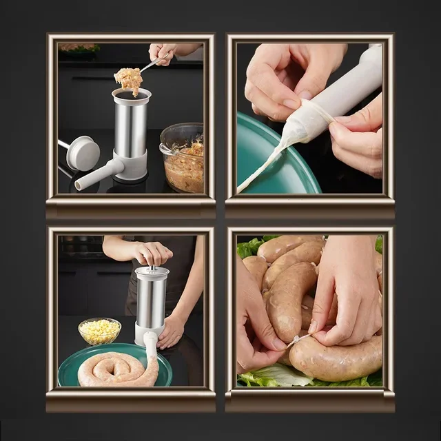 304 Stainless Steel Large Manual Sausage Maker Meatball Maker Sausage Stuffer Homemade Use Filler Tool Meat Ball Mold Machine 4