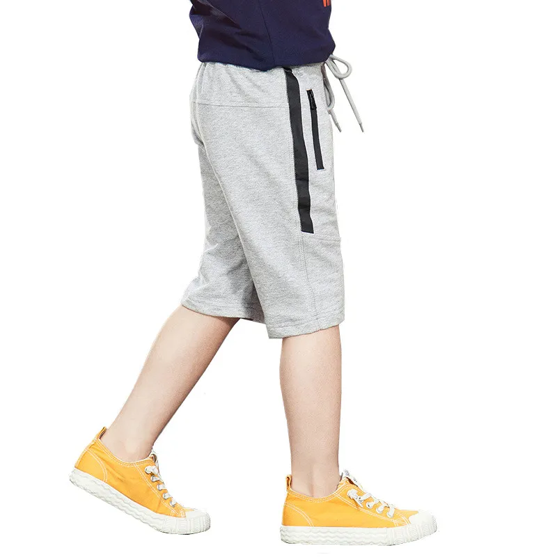 

2022 New Kids Summer Knitted Shorts Student Children Zipper Pocket Sport Casual Short Pants For Teen Boys Age 3-14 Years Old
