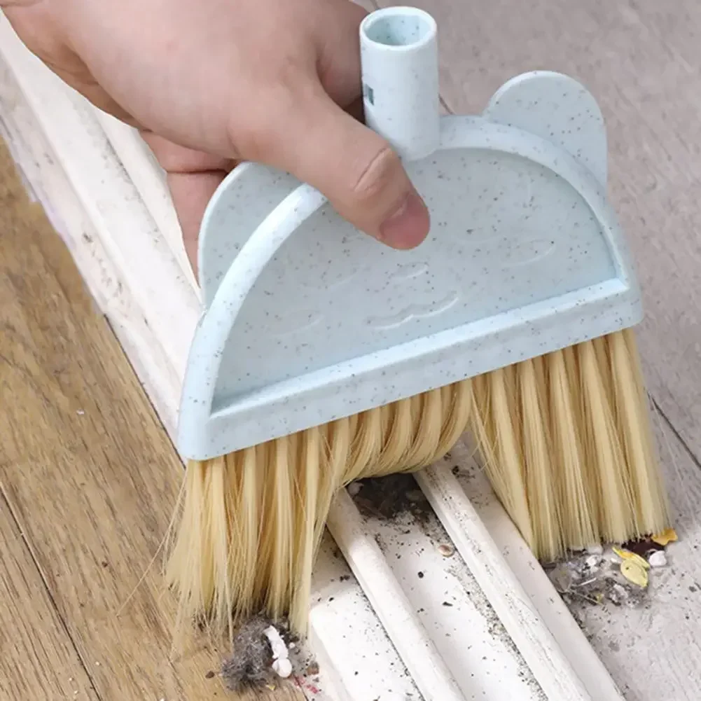 1 Set Mini Children Broom Dustpan Cartoon Flexible Bristles Kids Pretend Play Toddlers Indoor Outdoor Floor Sweeping Tool Kit 5