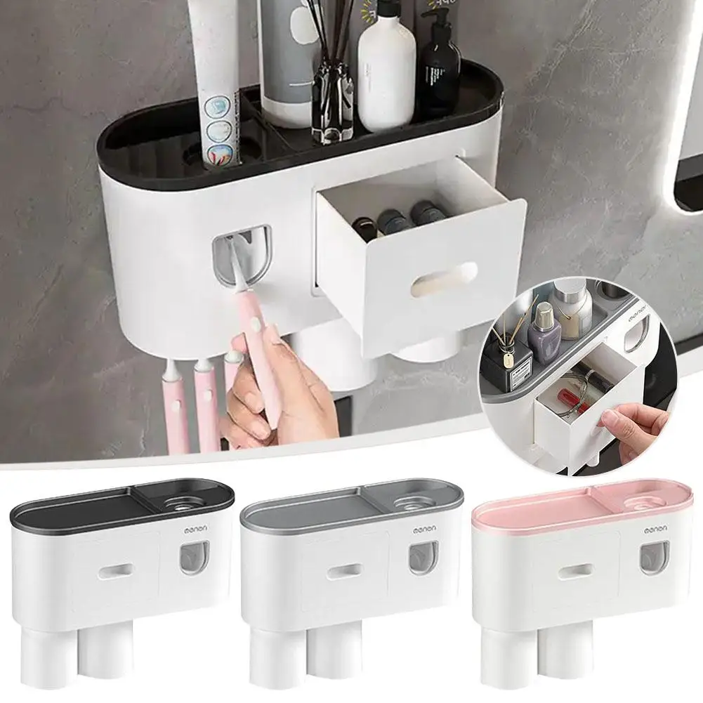 

Creative Wall Mount Automatic Toothpaste Dispenser Squeezer Lazy Waterproof Accessories Holder Toothbrush Bathroom Toothpas J2Q5