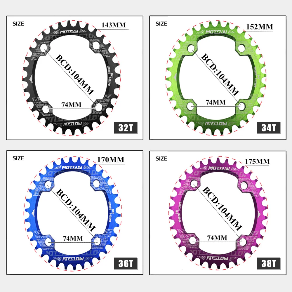 104BCD Engen Breite Kettenblatt, runde Oval kette ring MTB mountainbike fahrrad 104BCD 32T 34T 36T 38T kurbel Zahn platte teile